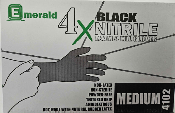 Emerald 4X Black Nitrile Exam Gloves - 4 Mil