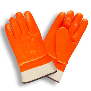 Foam Lined/Orange/Safety Cuff PVC Gloves Dozen
