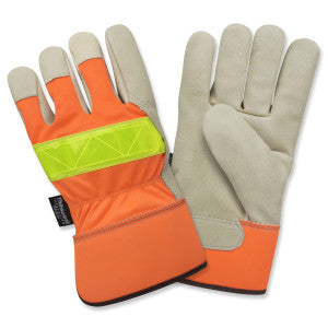 Hi-Vis Leather Palm Premium Grain Pigskin, 1 Pair